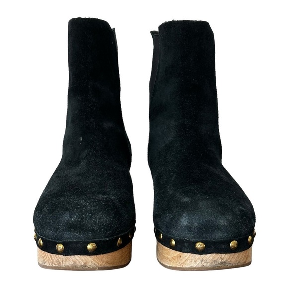 J. Crew Black Suede Leather‎ Studded Clog Boots Size 10.5 - Picture 2 of 6